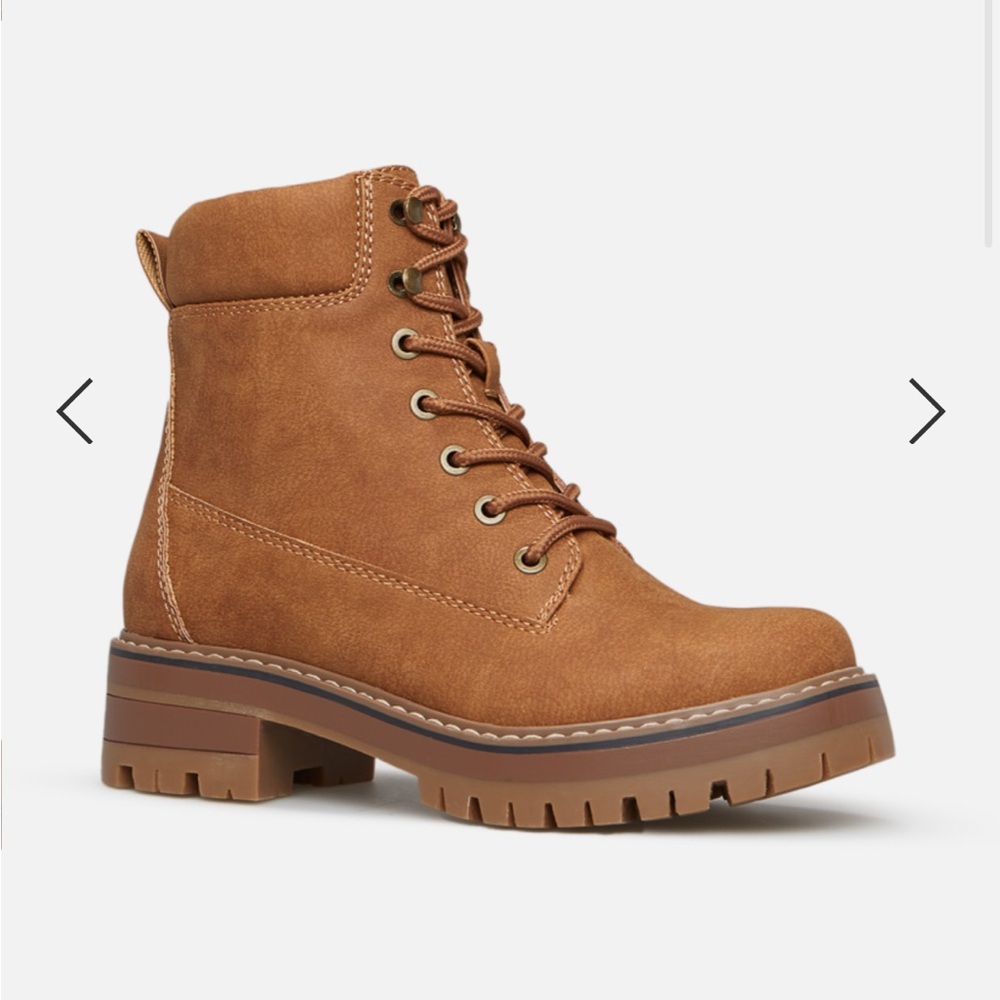 Shoe Dazzle Women’s Cristen Tan Brown Suede Lace-Up Hiker Boots Size 9.5